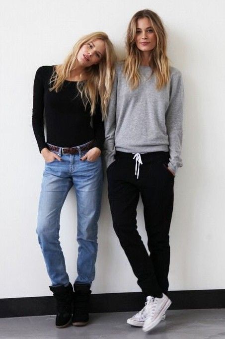 black sweatpant outfits
