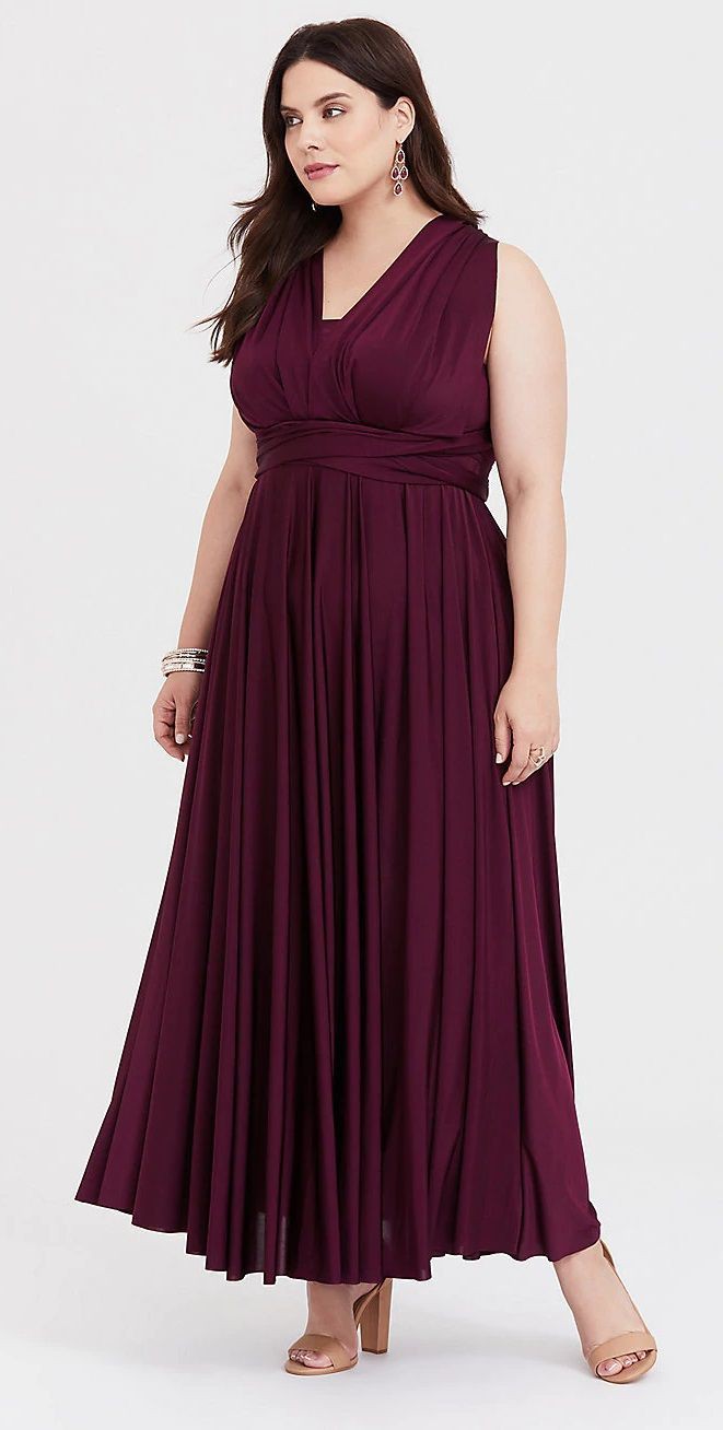 Special Occasion Burgundy Studio Knit Convertible Maxi Dress Cute Cocktail Attire For Plus Size Ladies: Cocktail Dresses,  Cute Cocktail Dress,  Cocktail Plus-Size Dress,  Plus Size Party Outfits,  Cocktail Party Plus-Size  