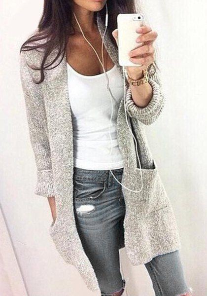Outfits gray cardigans, | Outfits With Long Cardigan | Casual wear, Cardigan Outfits,