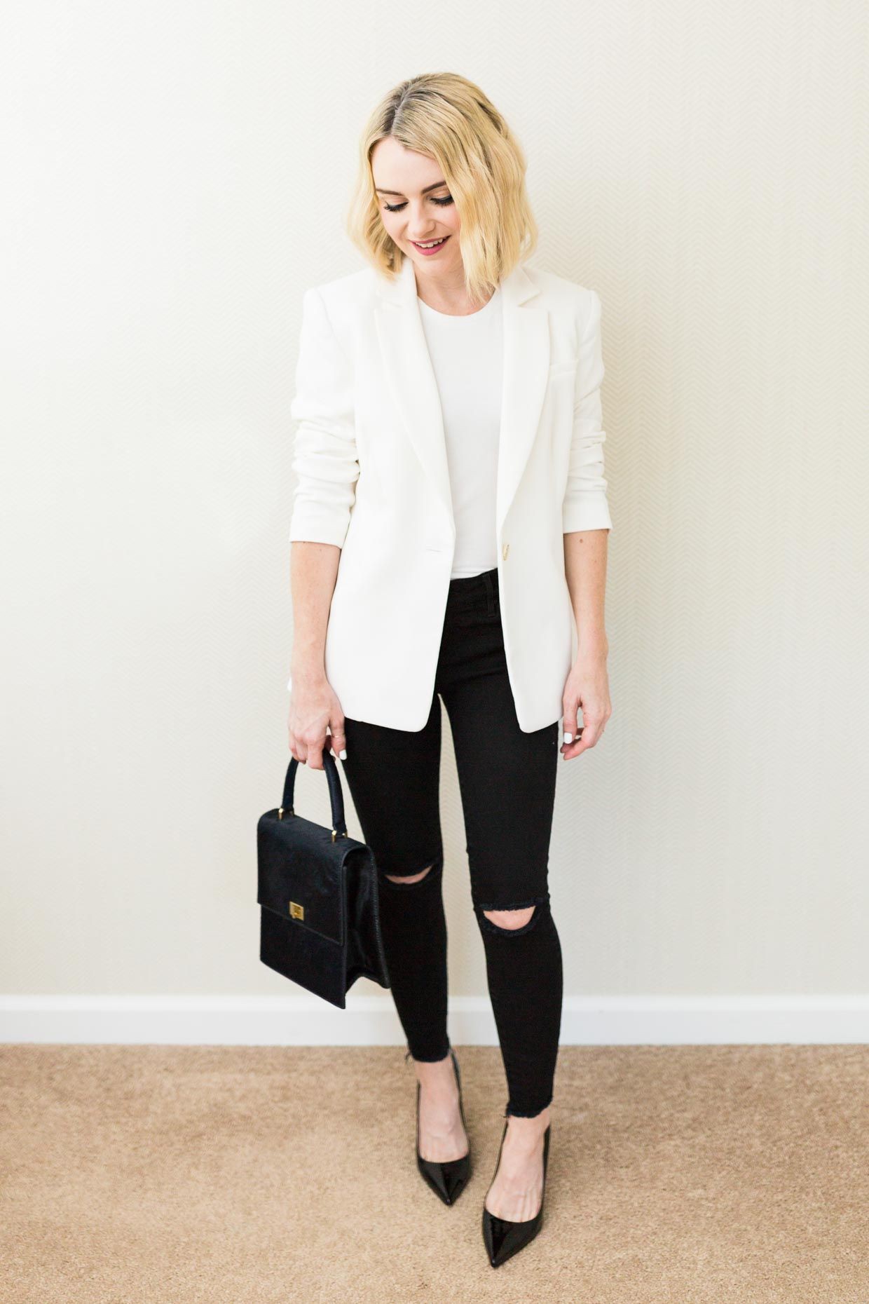 White Blazer Outfit, Tuxedo M.: Blazer Outfit,  Tuxedo  