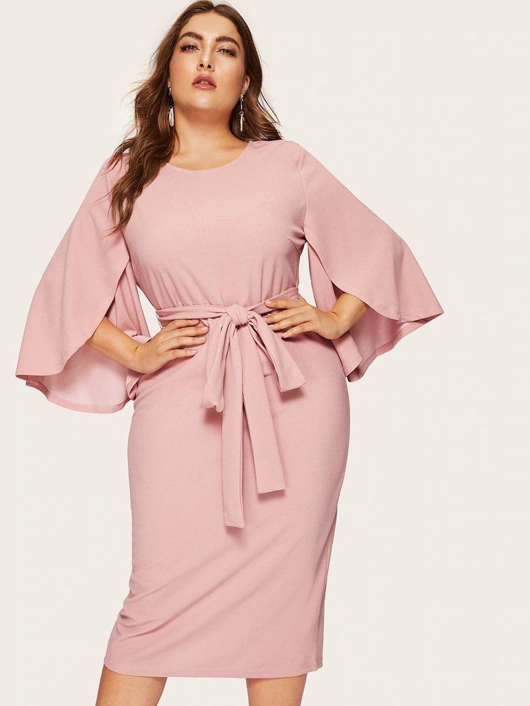 Plus Exaggerate Split Sleeve Pencil Dress Lovely Cocktail Dress For Plus-Size Girls: party outfits,  Cocktail Dresses,  Casual Party Dress,  Cocktail Party Outfits  