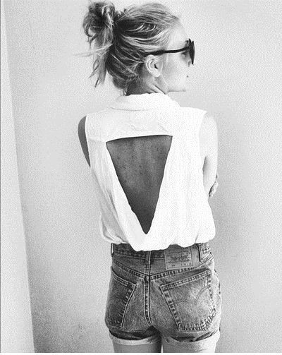 Diy open back shirt, Sleeveless shirt: Backless dress,  Sleeveless shirt,  shirts,  Casual Outfits,  Top Outfits  