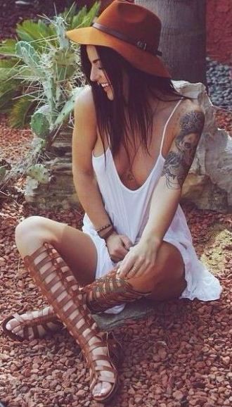 Teenager Cute Outfits With Sandals: Bohemian style,  Maxi dress,  Gladiator Sandals Dresses  