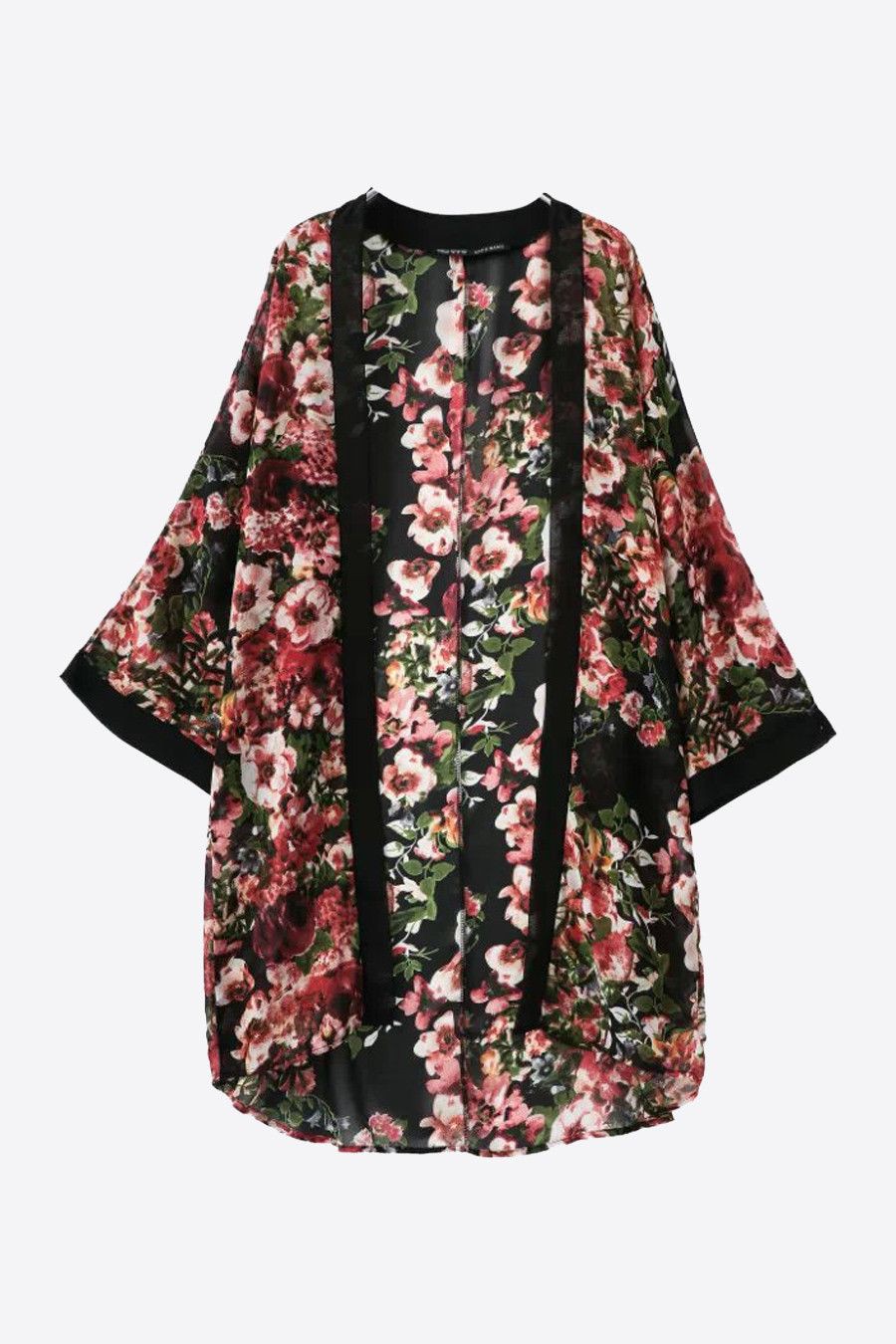 Floral chiffon kimono cardigan, Floral design: Floral design,  kimono outfits,  Floral-Print Kimono,  Casual Outfits  