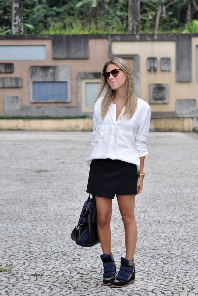 Usar sneakers no verao, Isabel Marant | Asymmetrical Skirt Outfits ...
