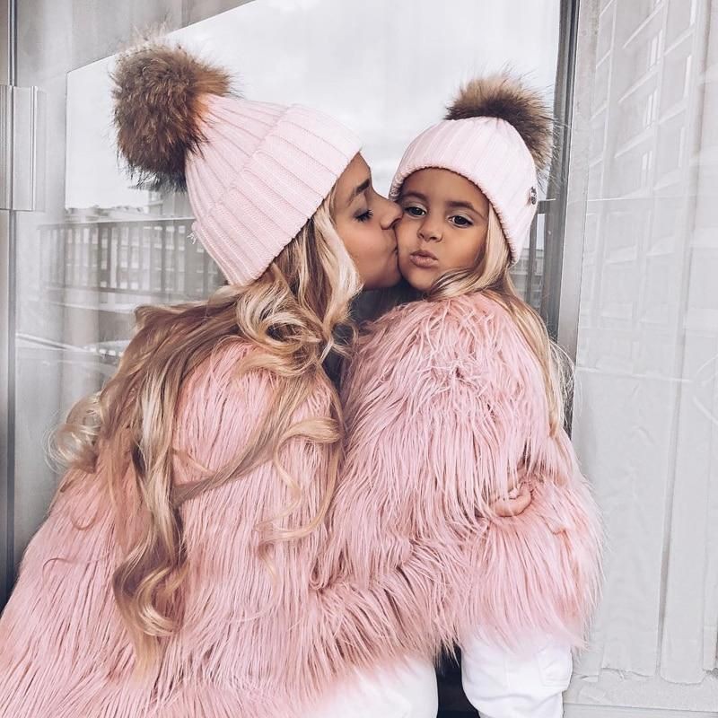 Shaggy Faux Fur Mother and Daughter Jacket - LePastell: Mom And Daughter Matching Clothes,  Mommy And Me Outfits,  Mom Daughter Outfit,  Parent And Child Outfits,  Trendy Mom And Daughter Outfit  