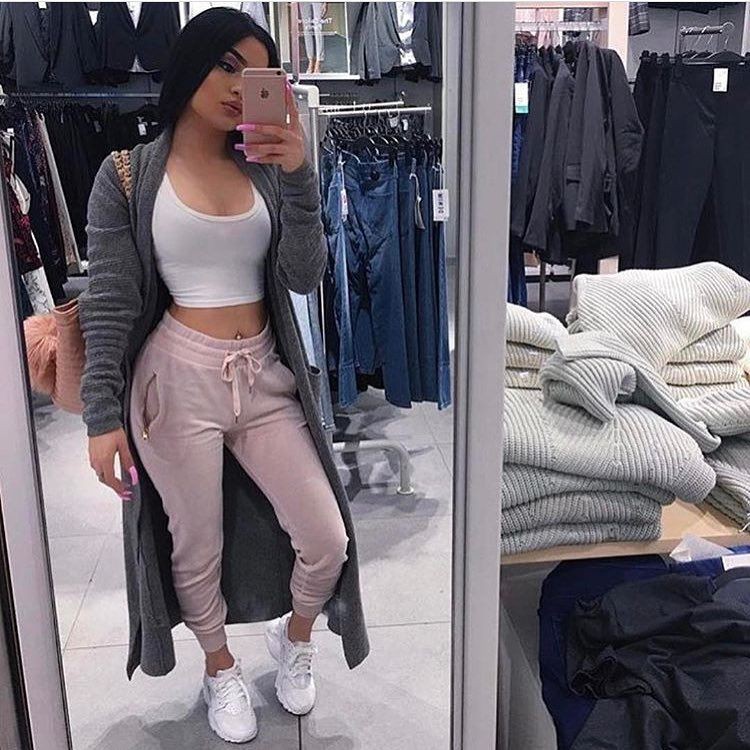 Wear anywhere comfy cute outfits, Casual wear: Crop top,  Casual Outfits,  Sweatpants Outfits  