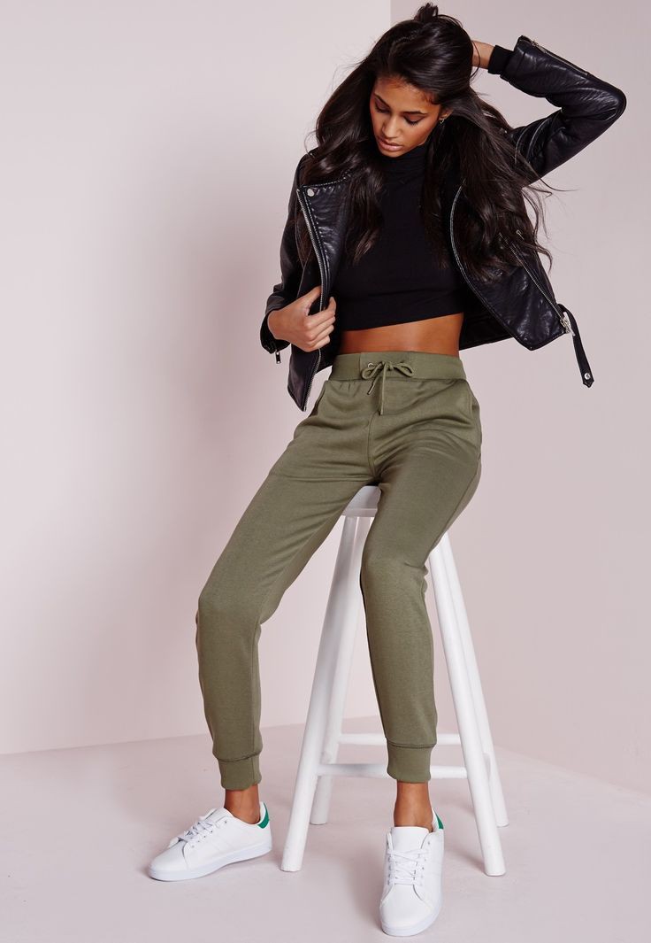 Khaki joggers outfit womens, Cargo pants: Crop top,  Joggers Outfit,  Joggers  