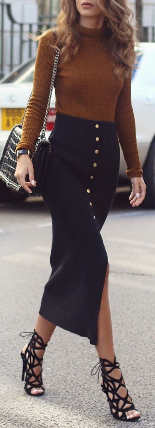 Need this outfit cotton skirt outfit, Polo neck: shirts,  Polo neck,  Pencil skirt,  Trendy Outfits,  Casual Outfits  