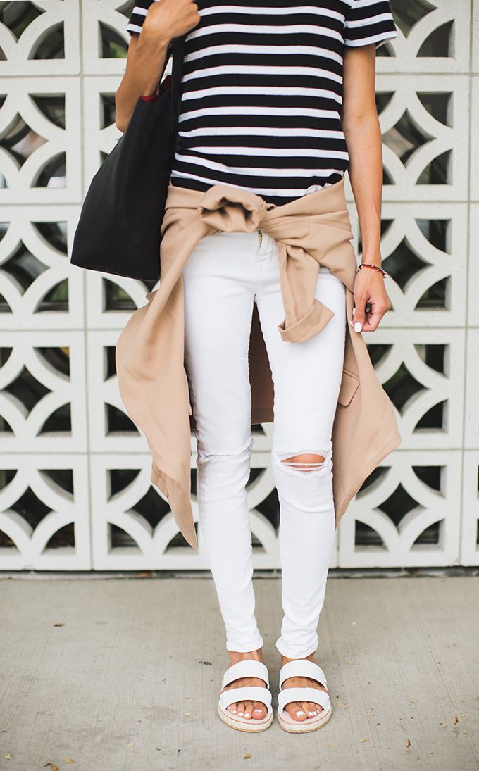 Brilliant outfit ideas about white sandals fashion, Double Strap Sandals: Jelly shoes,  Casual Outfits,  White Denim Outfits  
