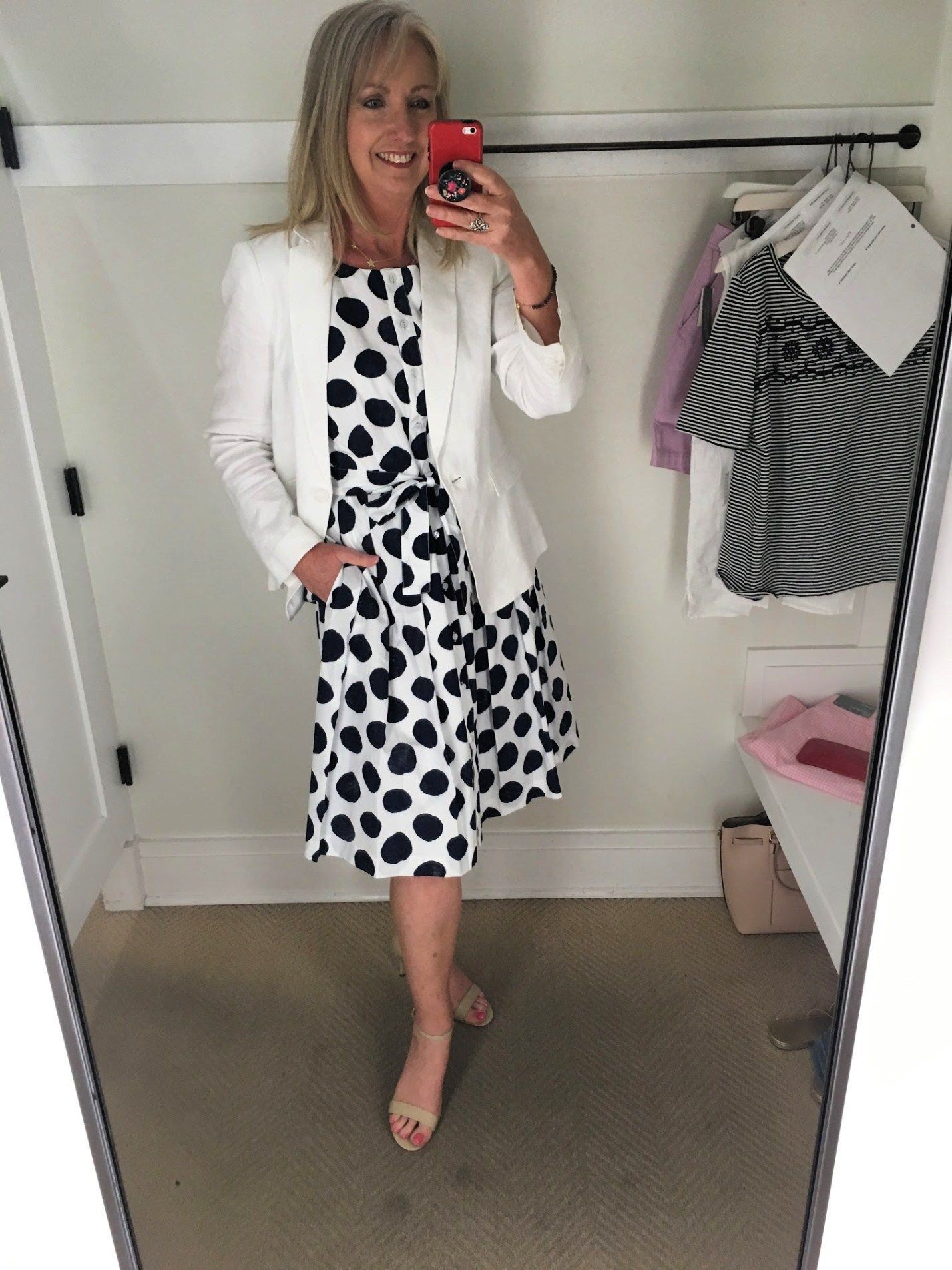 Best of 2019 polka dot, BCBGMAXAZRIA Cinched Shirtdress: Polka dot,  Blazer Outfit,  Ann Taylor  