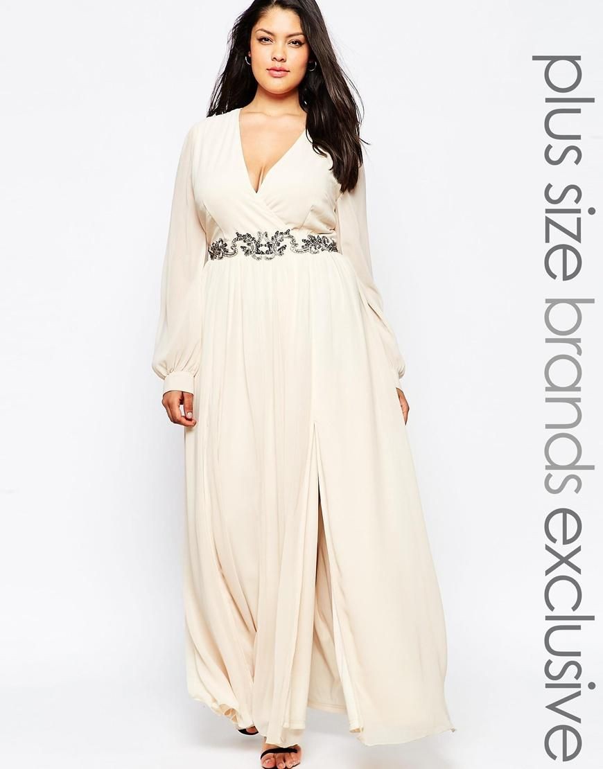 Little Mistress Plus Wrap Maxi Dress With Double Split at asos.com Cute Cocktail Outfit For Plus Size Women: Plus size outfit,  Cute Cocktail Dress,  Cocktail Outfits Summer,  Cocktail Plus-Size Dress,  Plus Size Party Outfits,  Curvy Cocktail Dresses,  V-Neck Belted Dress Outfits  