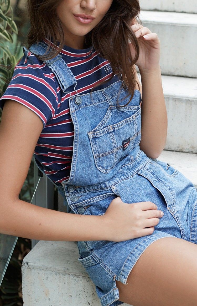 Outfits With Overalls Shorts, Denim Dungaree Dress, Denim skirt: Romper suit,  Overalls Shorts Outfits,  DENIM OVERALL  