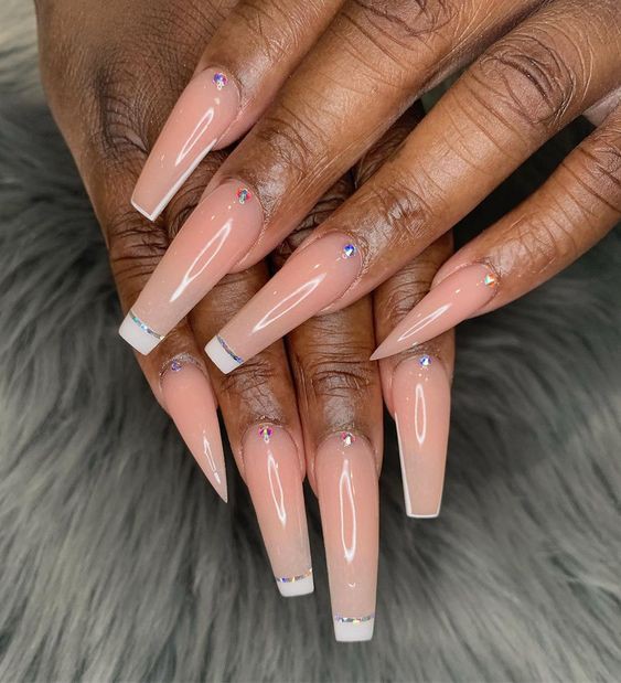 Champagne Acrylic Nails For Dark Skin | Acrylic Nails On Dark Skin ...