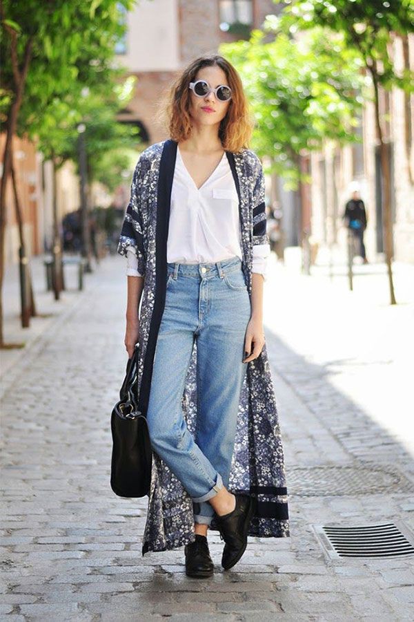 2019 fashion trends mom jeans | Outfits With Kimono | Casual wear, Crop ...