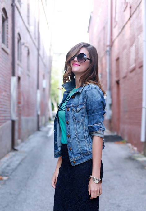 Stylish Denim Vest Outfits: Denim Outfits,  Jean jacket,  Pencil skirt  