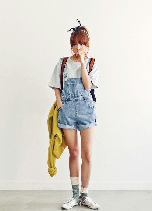 Korean style short overalls, Denim skirt: Romper suit,  Denim skirt,  Overalls Shorts Outfits,  DENIM OVERALL  