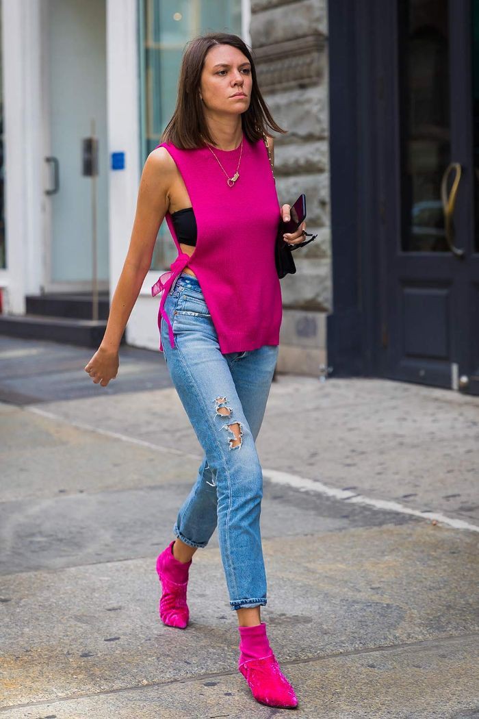 Stylish Pink And Black Outfits For Ladies: Pink Outfits Ideas,  Jeans Outfit  