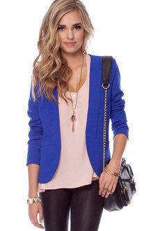 Bright blue blazer women, Royal blue: Business casual,  Navy blue,  Royal blue,  Blazer Outfit,  Casual Outfits  