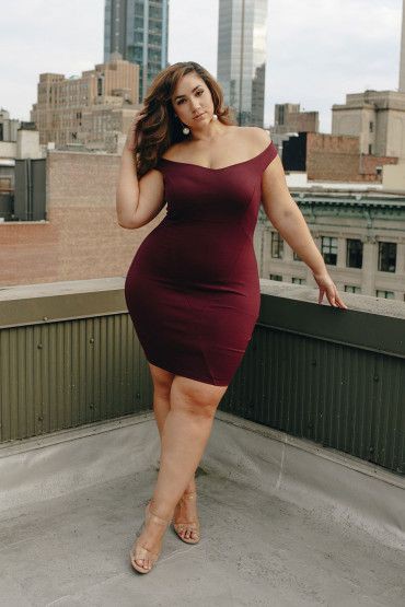 Plus Size Off Shoulder Bodycon Dress – Plus Size Party Dress… Beautiful Attire For Plus Size Women | Plus Cocktail Dress Ideas | Outfit Plus-Size, Plus Size Attire, Plus