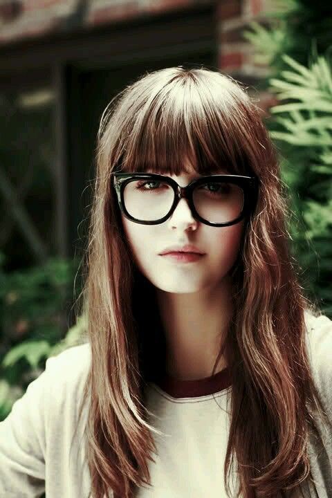 Long hair with bangs and glasses | Nerdy Glasses For Girls | Bob cut, Brown  hair, Layered hair