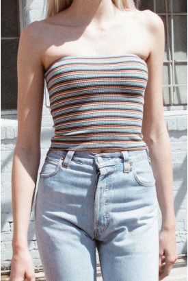 Brandy melville rainbow tube top: Tube top,  Strapless dress,  Brandy Melville,  Tube Tops Outfit  