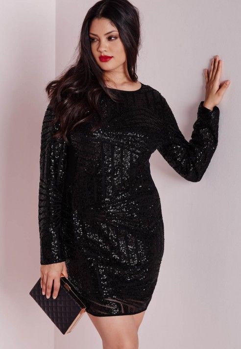 Flattering Fit Black Plus Size Sequin Mesh Mini Dress Latest Cocktail Attire For Plus Size Women: Cocktail Dresses,  Cute Cocktail Dress,  Plus Size Party Outfits,  Cocktail Plus-Size Dress,  Cocktail Party Plus-Size,  Curvy Cocktail Dresses  