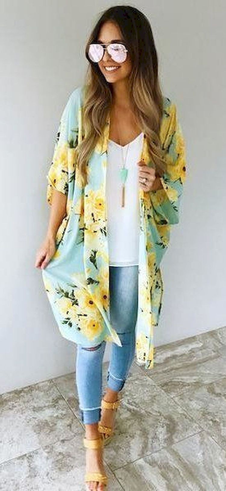 Cardigan outfits for summer, Casual wear: Slim-Fit Pants,  kimono outfits,  Casual Outfits  