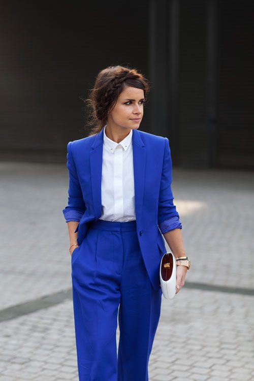 Blue power suit women, Power dressing: shirts,  Business casual,  Royal blue,  Informal wear,  Cobalt blue,  Blazer Outfit,  Power Dressing  