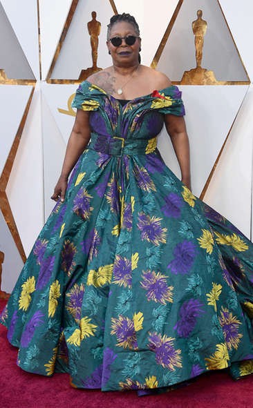 WHOOPI GOLDBERG at the 2018 Oscars, Red Carpet Event: Bet Award,  Red Carpet Hairstyle,  Red Carpet Pictures,  Red Carpet Dresses,  Red Carpet Photos,  Oscars  