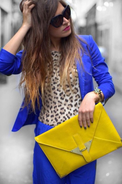 Leopard print and royal blue: Animal print,  Royal blue,  Cobalt blue,  Blazer Outfit  