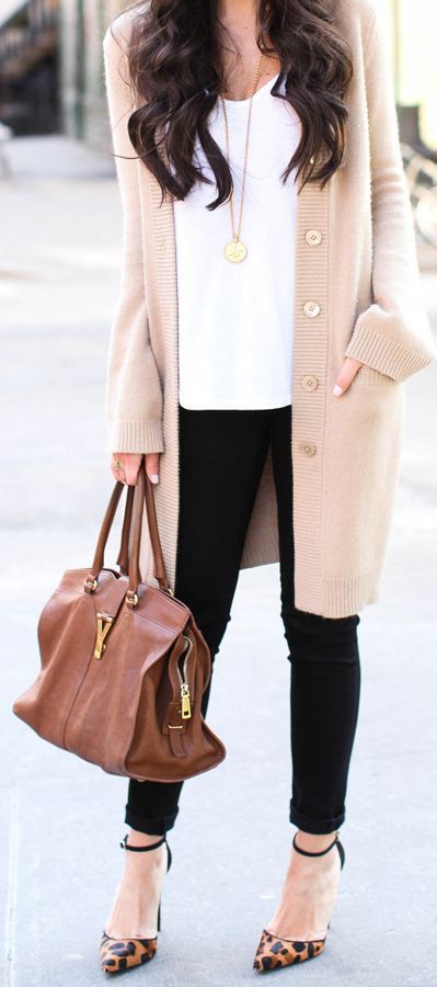 Helpful ideas outfit cardigan beige, Casual wear: Business casual,  Cashmere wool,  Casual Outfits,  Long Cardigan Outfits  