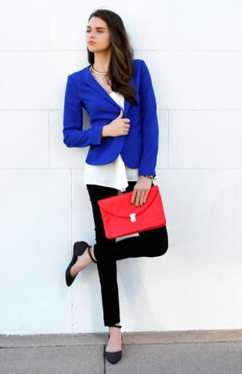 dark blue blazer womens outfit