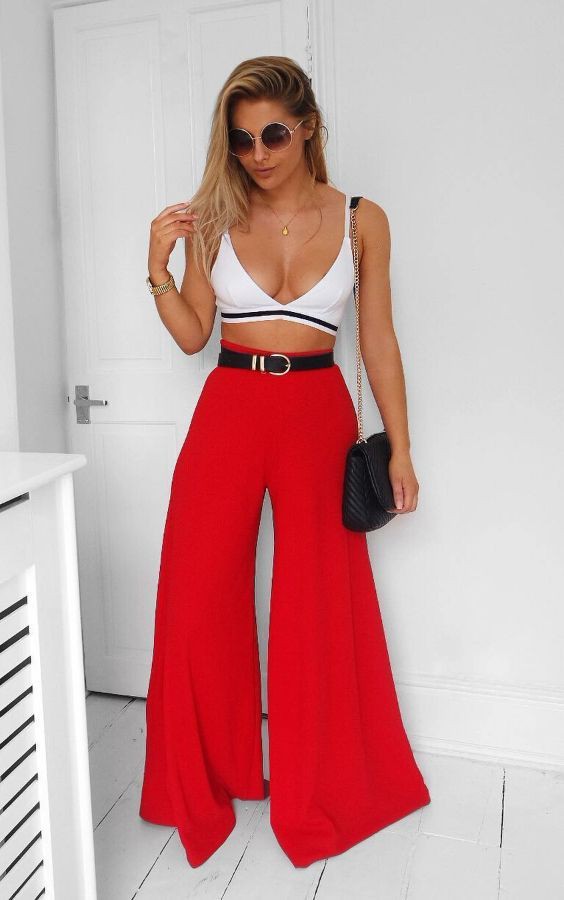 Latest High Waist Palazzo Pants For Lunch Tendência Wide Leg Pants: party outfits,  Palazzo For Girls,  Palazzo Attire,  Palazzo Pants Outfit,  Palazzo Flared Pants,  Palazzo For Dinner  