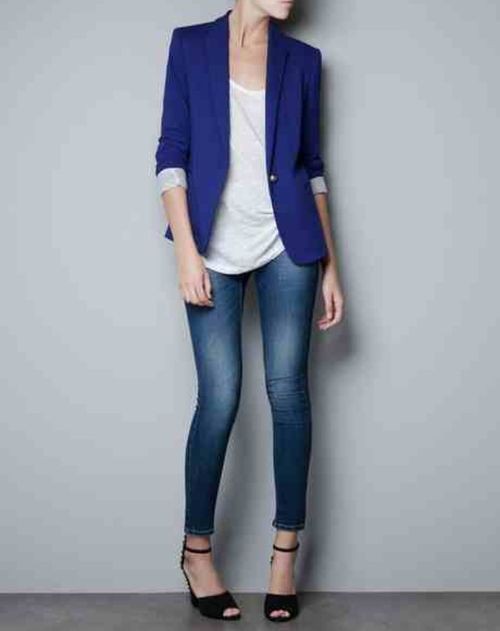 Blue Blazer Outfit Women: Blazer Outfit,  tailored suit,  Casual Outfits  