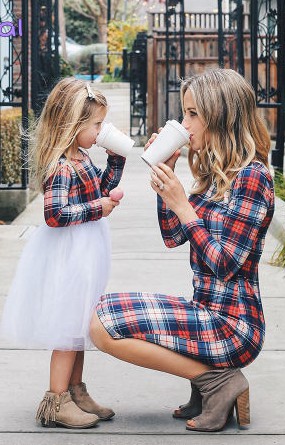 Mom And Daughter Plaid Matching Outfits: Plaid Blazer Work Outfit,  Trendy Plaid Blazer,  Mommy And Me Outfits,  Mommy And Daughter Dresses,  Mom Daughter Outfit,  Mom And Daughter Matching Clothes  