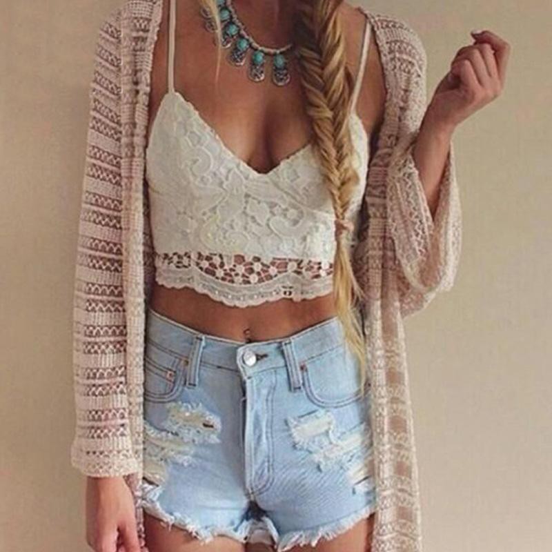 white lace crop top outfit