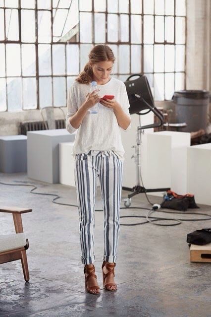 Olivia palermo striped pants: Polo neck,  Tommy Hilfiger,  Olivia Palermo,  Casual Outfits,  Johannes Huebl,  Pant Outfits  