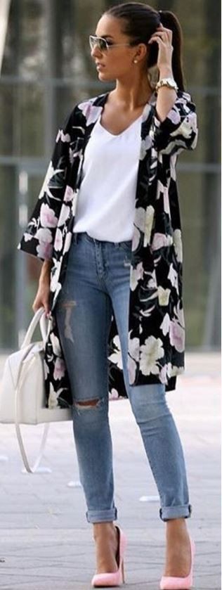 Nice and fine outfit kimono, Casual wear: kimono outfits,  Casual Friday,  Casual Outfits  