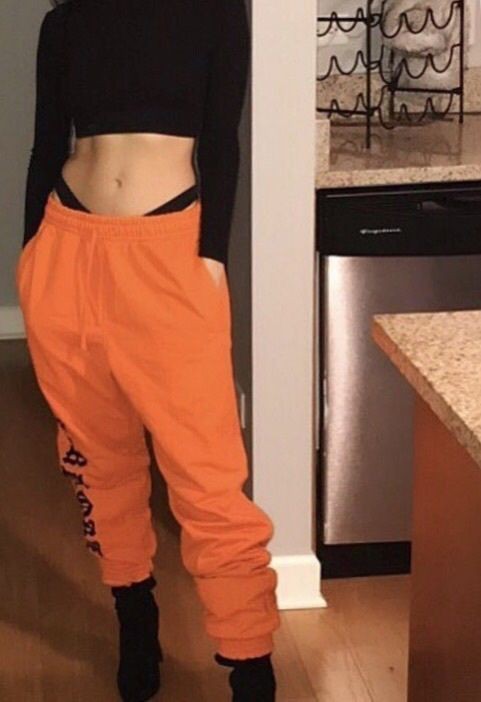 orange crop top outfit