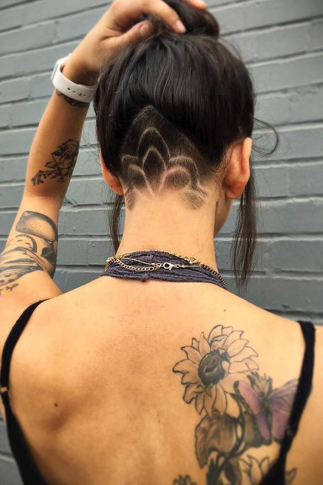 Girl undercut hair designs, Hair tattoo: Long hair,  Bob Hairstyles,  Temporary Tattoo,  Hair tattoo  