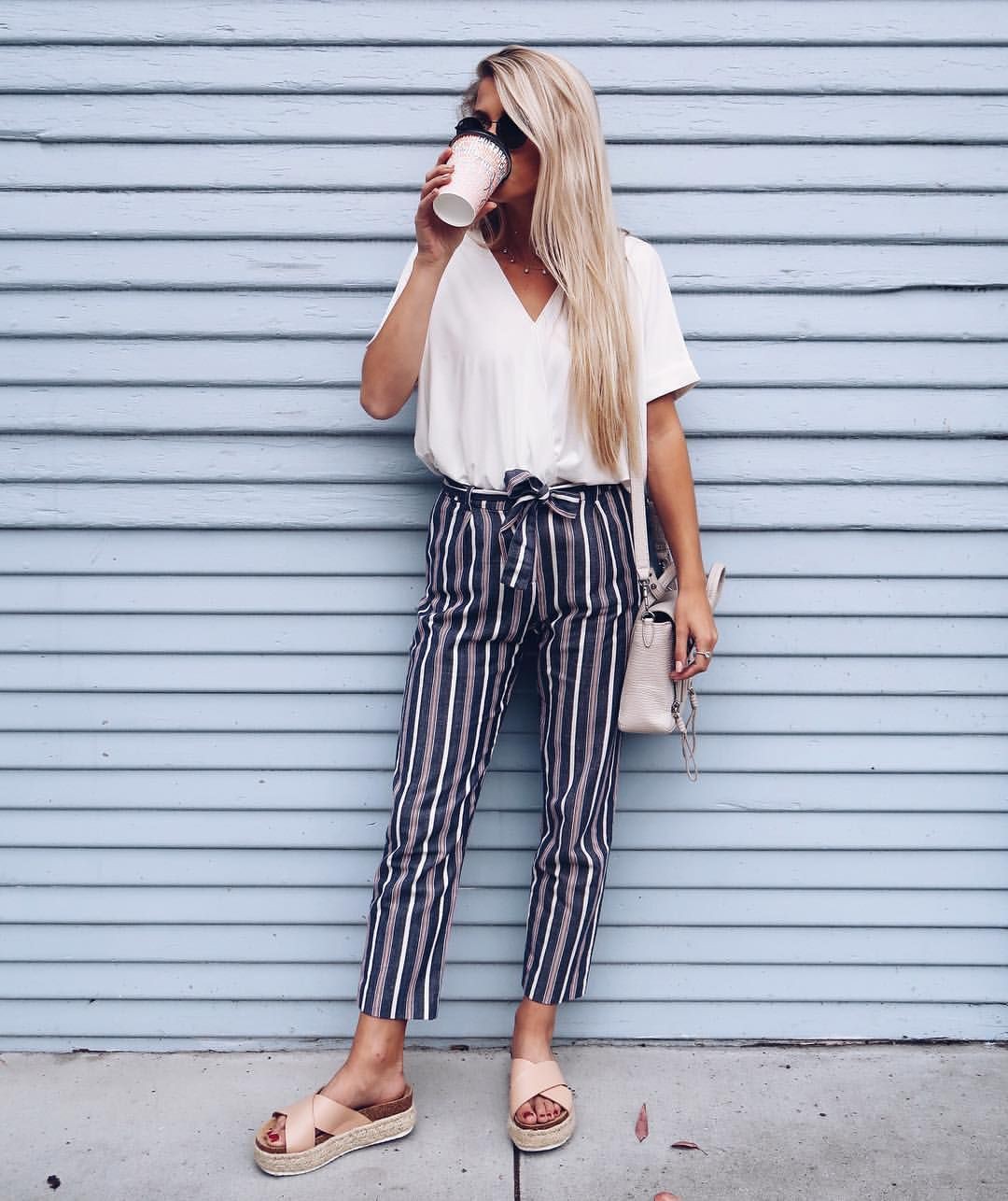 Striped Pant Outfit: Casual Outfits,  Pant Outfits,  Stripe Trousers  