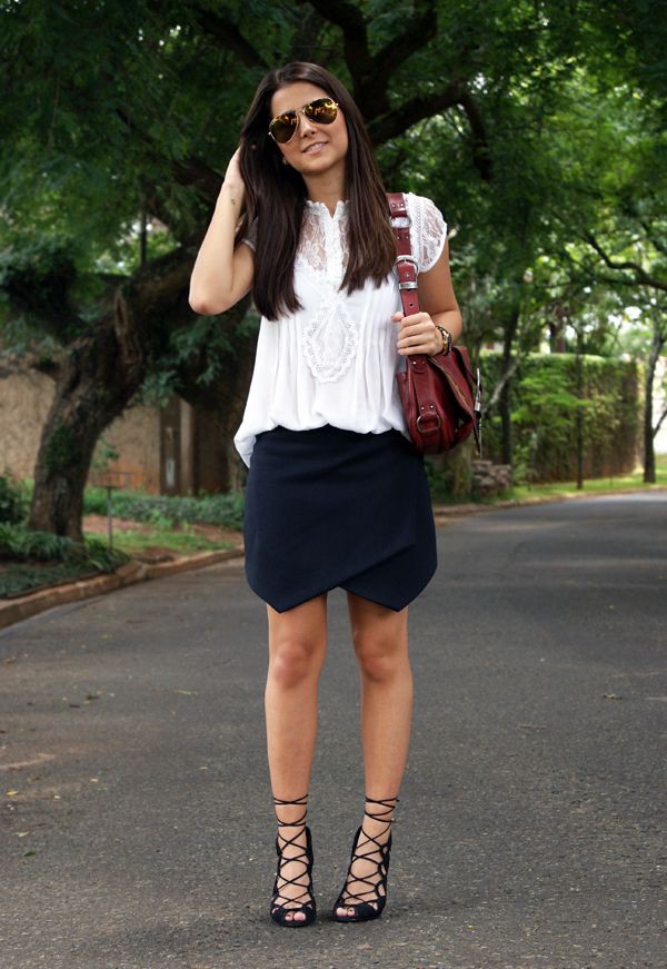 Stylish Blue Asymmetrical Skirt Outfits: Skirt Outfits  