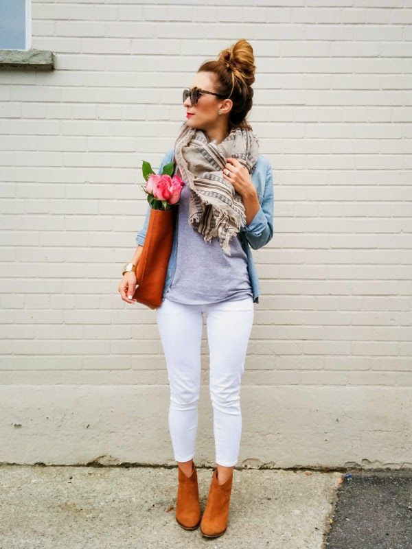 White jean fall outfits, Slim-fit pants: winter outfits,  Slim-Fit Pants,  White Denim Outfits  