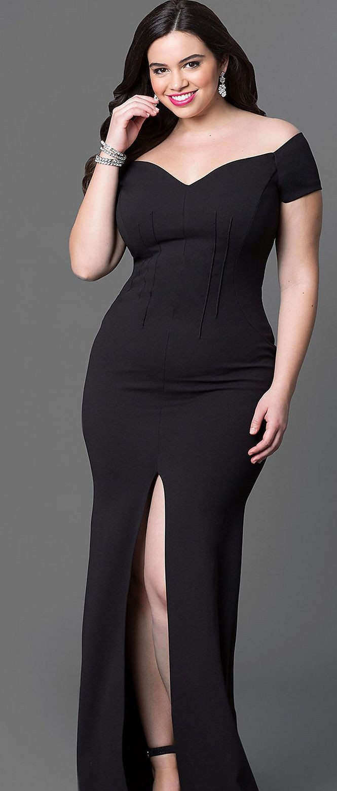 Вечернее черное платье для полных женщин - фото 2023 года