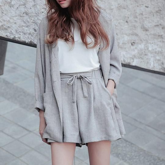 Linen blazer shorts set, Flight jacket | Short Suit Outfits | Flight ...