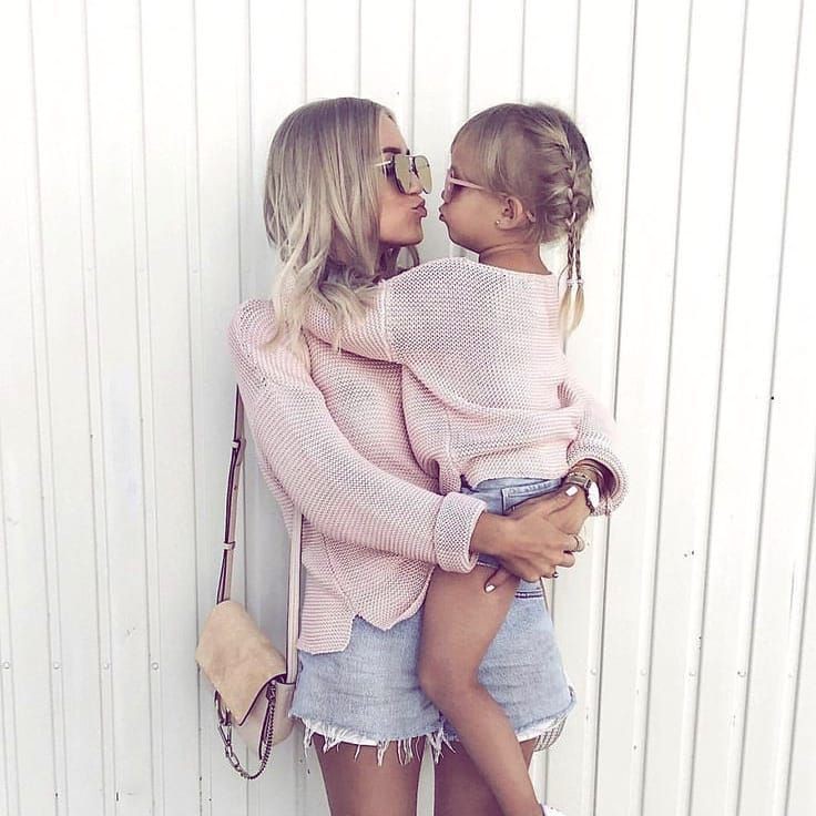 They're cherishing every moment together, all dressed up in charming pink matching outfits!: Mom And Daughter Matching Clothes,  Mommy And Daughter Dresses,  Parent And Child Outfits,  Trendy Mom And Daughter Outfit  