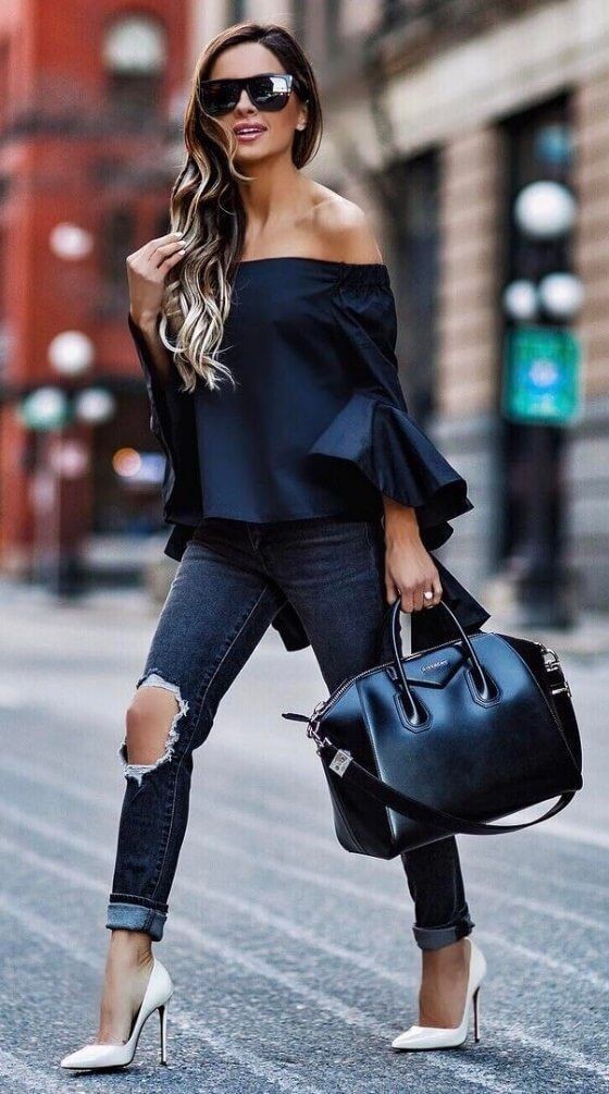 Outfit With Bell Sleeve Tops, Casual wear, Evening gown: winter outfits,  Business casual,  Casual Outfits,  Bell Sleeve Tops Outfit,  Bell sleeve  