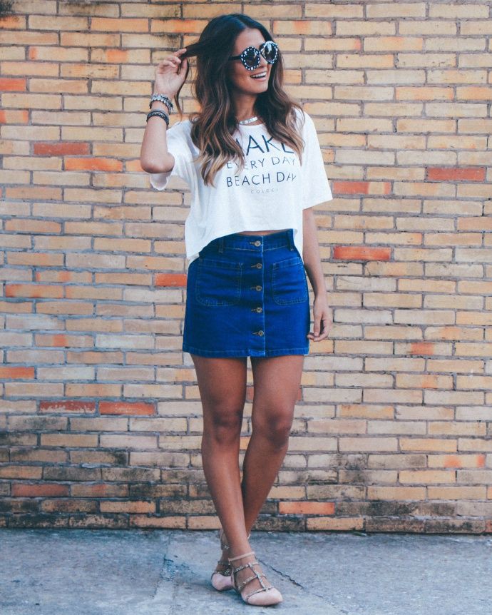 Teens Most Adorable Scallop Edge Skirt | Buttoned Skirt Outfits ...