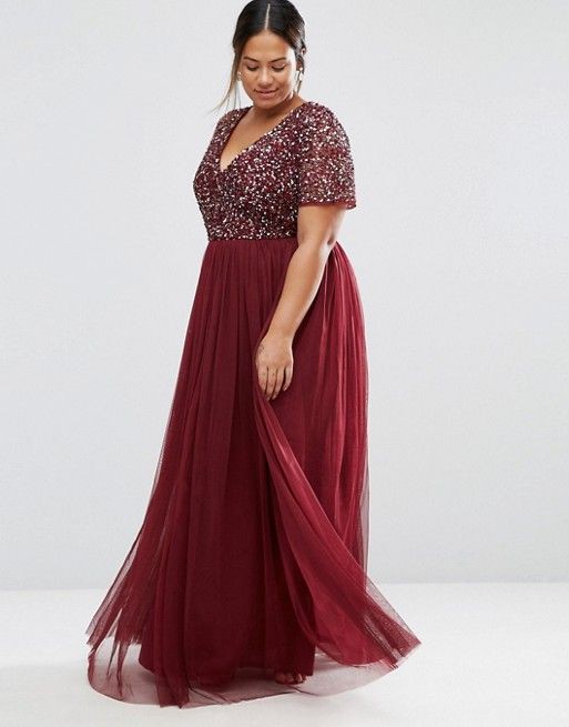 Lovedrobe Luxe V Neck Maxi Tulle Dress With Tonal Delicate Sequins | ASOS Cute Cocktail Dress For Plus-Size Girls: Plus size outfit,  Cocktail Outfits Summer,  Cocktail Party Outfits,  Plus Size Party Outfits,  Cocktail Plus-Size Dress,  Girls Outfit Plus-Size  